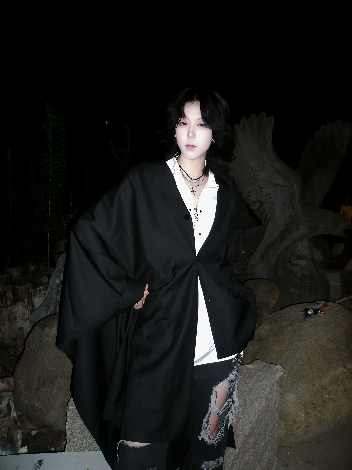 Yohji One Sleeve Cape Avant-garde Blazer - Minimal Asymmetric Black Suit Coats