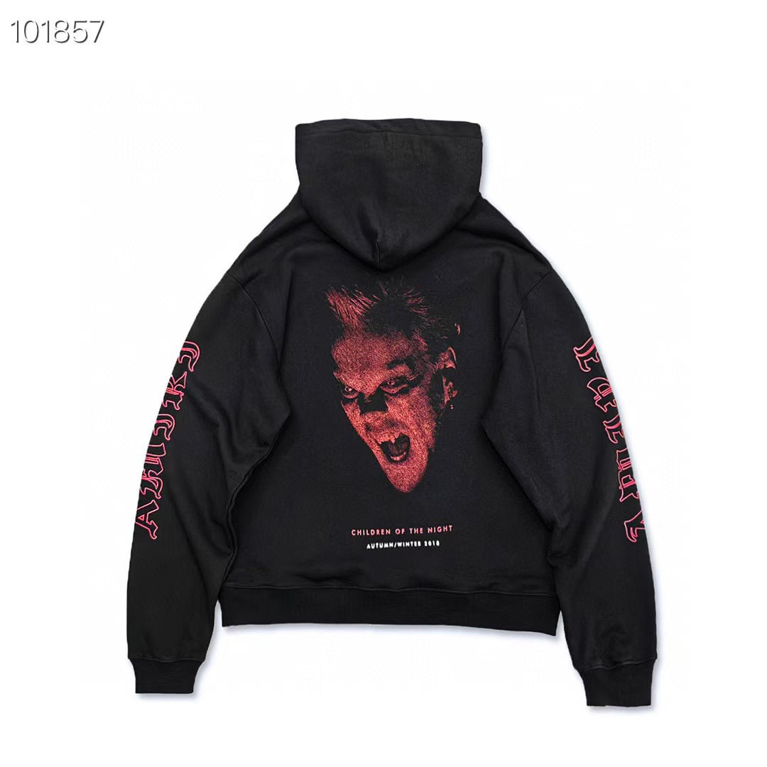 Self-made AMIRI 18AW Vampire Print Hoodie - Heavyweight High Street Streetwear