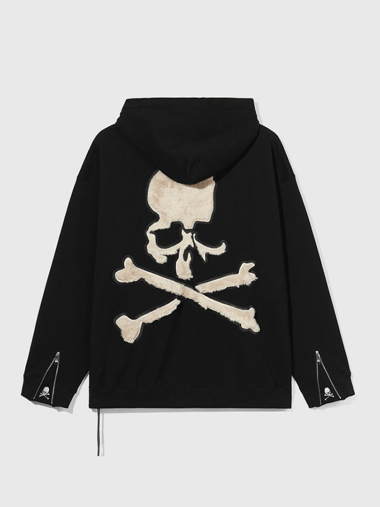 Mastermind Dark Skull Rabbit Fur Embroidery Faux Fur Heavyweight MMJ Hoodie