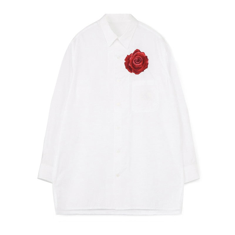 Donclickin Yohji Yamamoto Floral Embroidered Shirt - Night Blooming Rose Cotton
