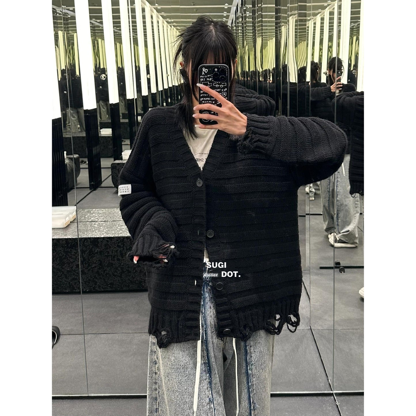 24FW Maison MM6 Destroyed Knit Wool Margiela Cardigan Jackets - Slouchy Style