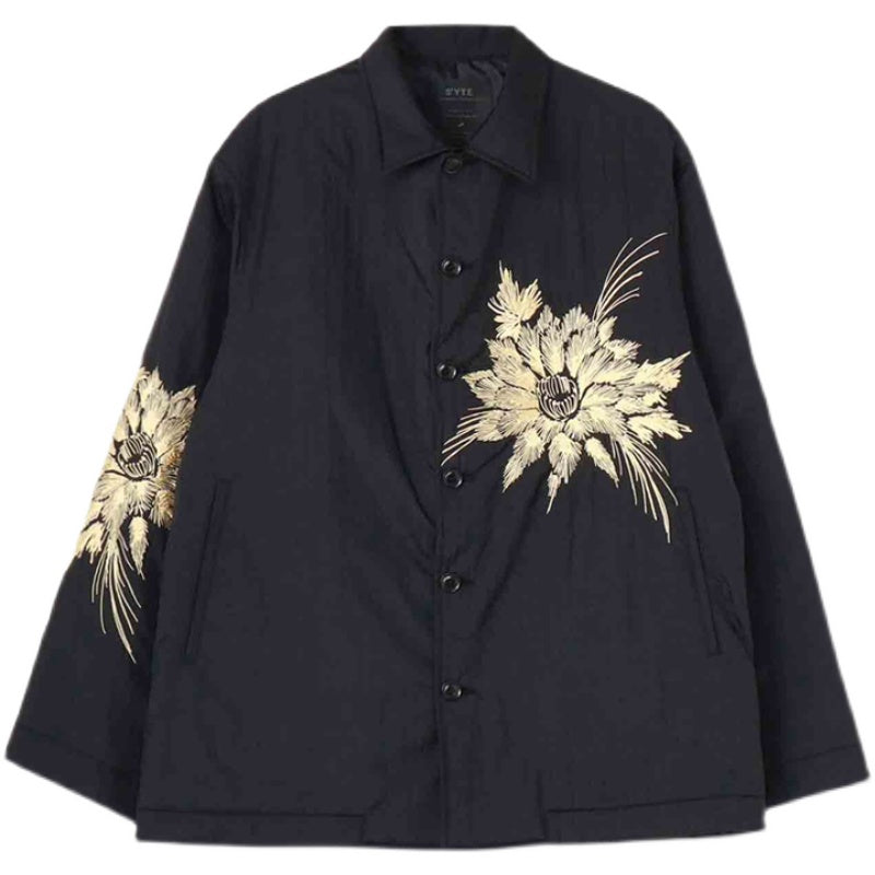 Self-made Yohji SYTE Nylon Lightweight Embroidered Floral Loose Jacket Coat