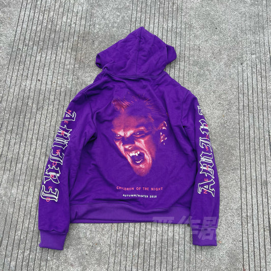 Self-made AMIRI 18AW Vampire Purple Print Hoodie - Heavyweight High Street