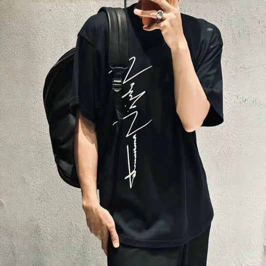 Self-made Yohji Logo Print Tee - Heavyweight Honeycomb Fabric Short Sleeve