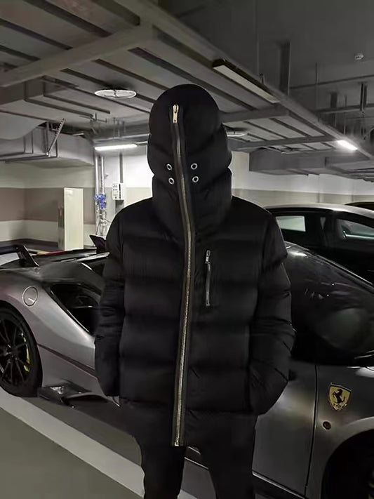 FROM THE STREET 24FW RO Masked Puffer Coat – Zip-Up Hooded Down Jacket Unisex