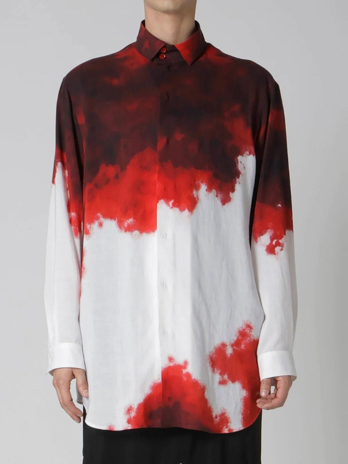 donclickin Yohji 24AW Gradient Tie-Dye Shirt – Cotton Red Ombre Design