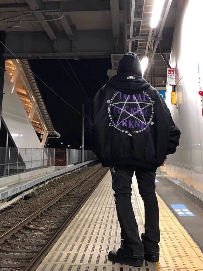 Donclickin VET TFD Pentagram Homme Bomber – Oversized Heavyweight Padded Jacket