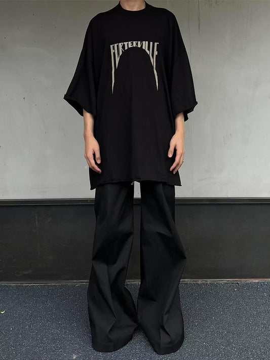 Dark Avant-garde Rick Owen Vibe High-Street Tee – Oversized Cotton Short Sleeve