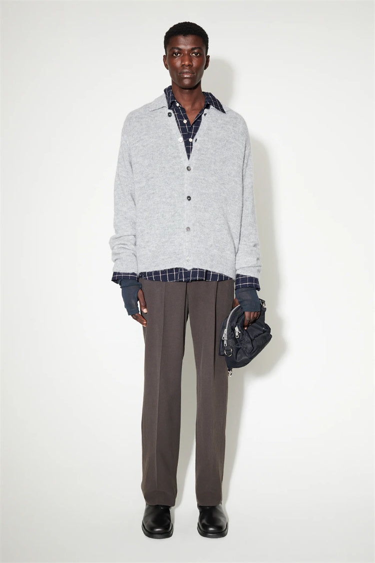 donclick 24FW Our Legacy Mohair Wool Blend Cardigan Light Grey Relaxed Fit Knit