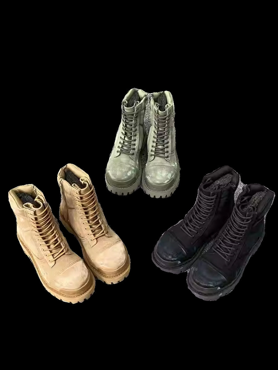 Self-made DEMNA Runway Distressed Handmade Parisian Ankle Combat Martin Boots