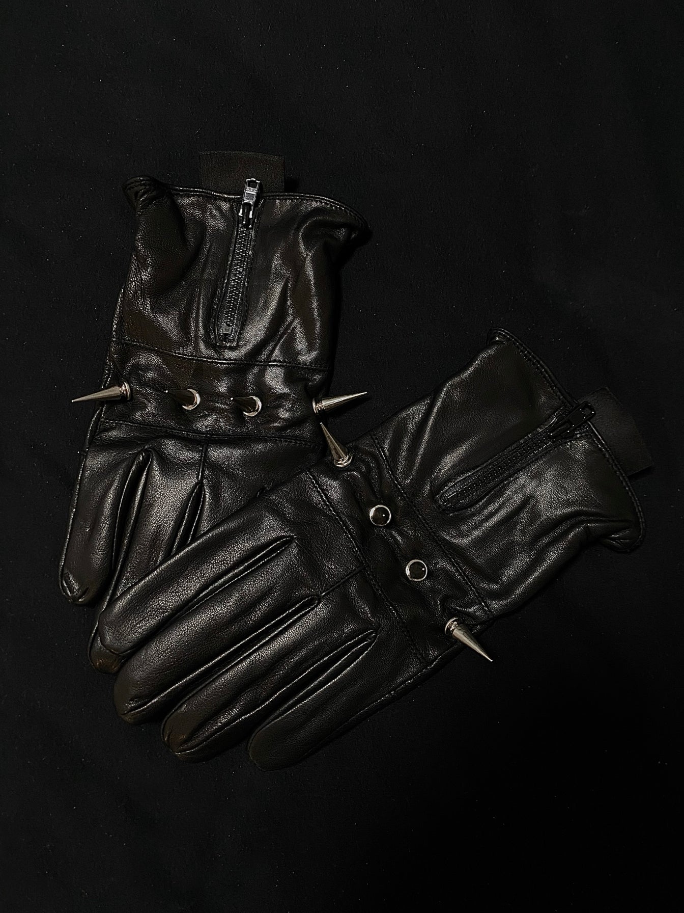 Kim Krueger Opium Punk Gloves - Heavy Studded Goat Leather Biker Jerry Edition