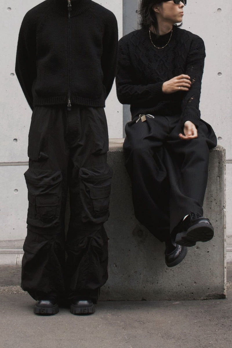 Our Legacy Vibe Double-Zip Wool Knit Sweater – Cropped Wide-Fit Half Turtleneck