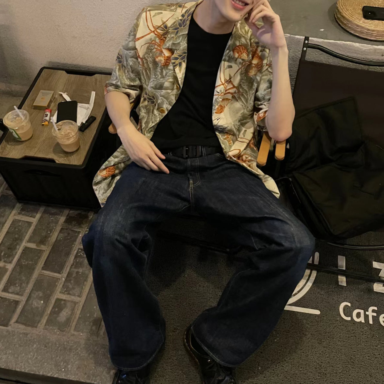 Self-made Yohji 97ss Archive Collection -Ink Lobster Hawaiian Shirt Suit Jackets