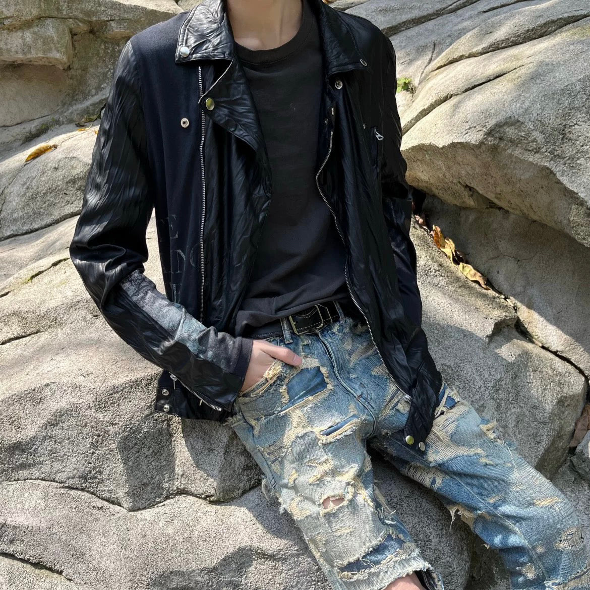 Donclickin undercover 06SS Leather Biker Jacket – Vintage Punk High-Street Zip