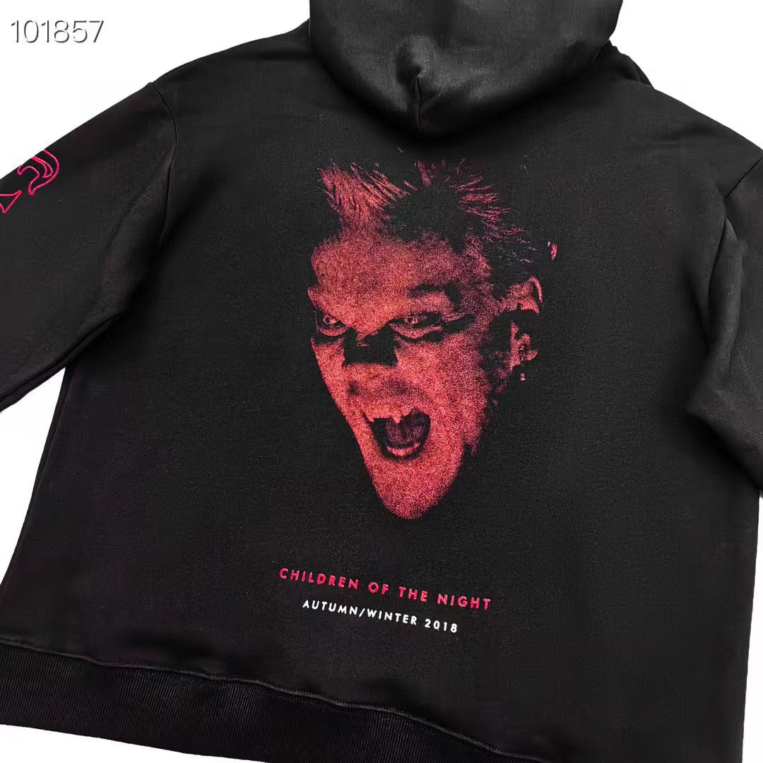 Self-made AMIRI 18AW Vampire Print Hoodie - Heavyweight High Street Streetwear