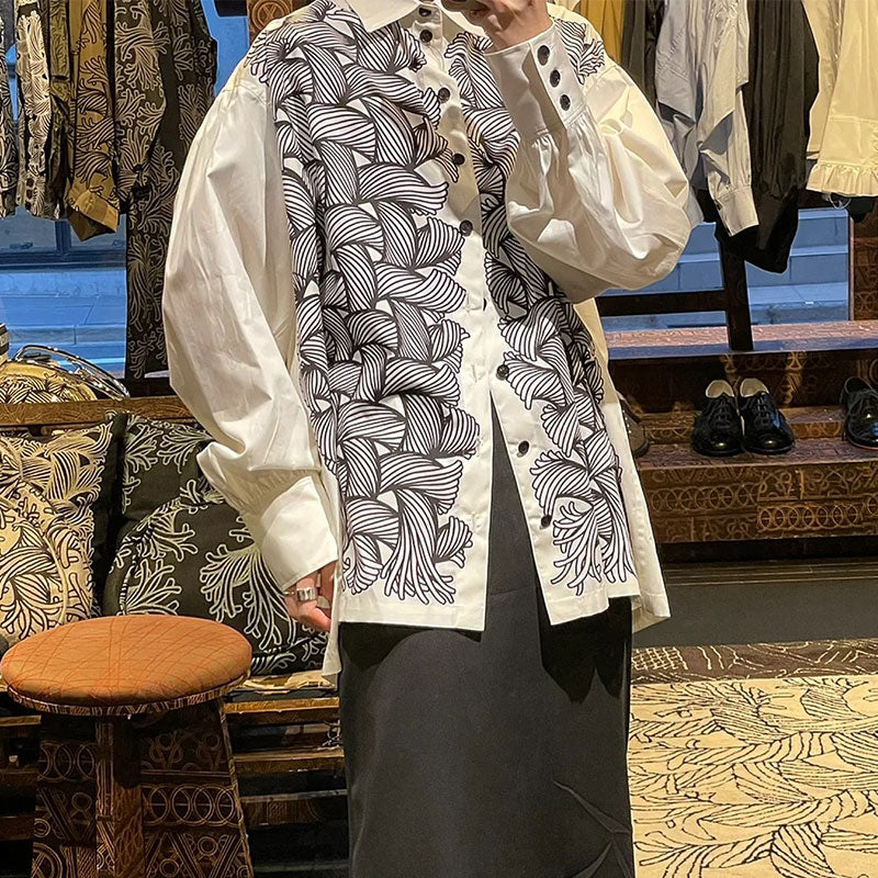 Self-made Nemeth 22SS All-Over Knot Print Shirt – Cotton Loose Fit Long Sleeve