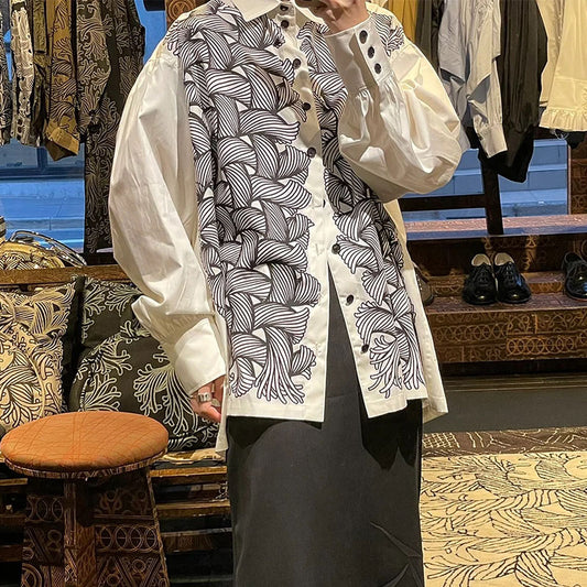 Self-made Nemeth 22SS All-Over Knot Print Shirt – Cotton Loose Fit Long Sleeve