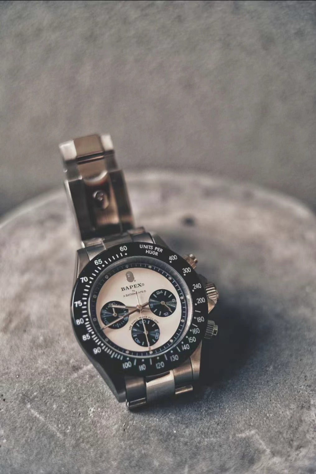 Self-made BAPEX TYPE 3 Triple-Eye Primate Head Watch - Panda Dial Quartz Chronograph