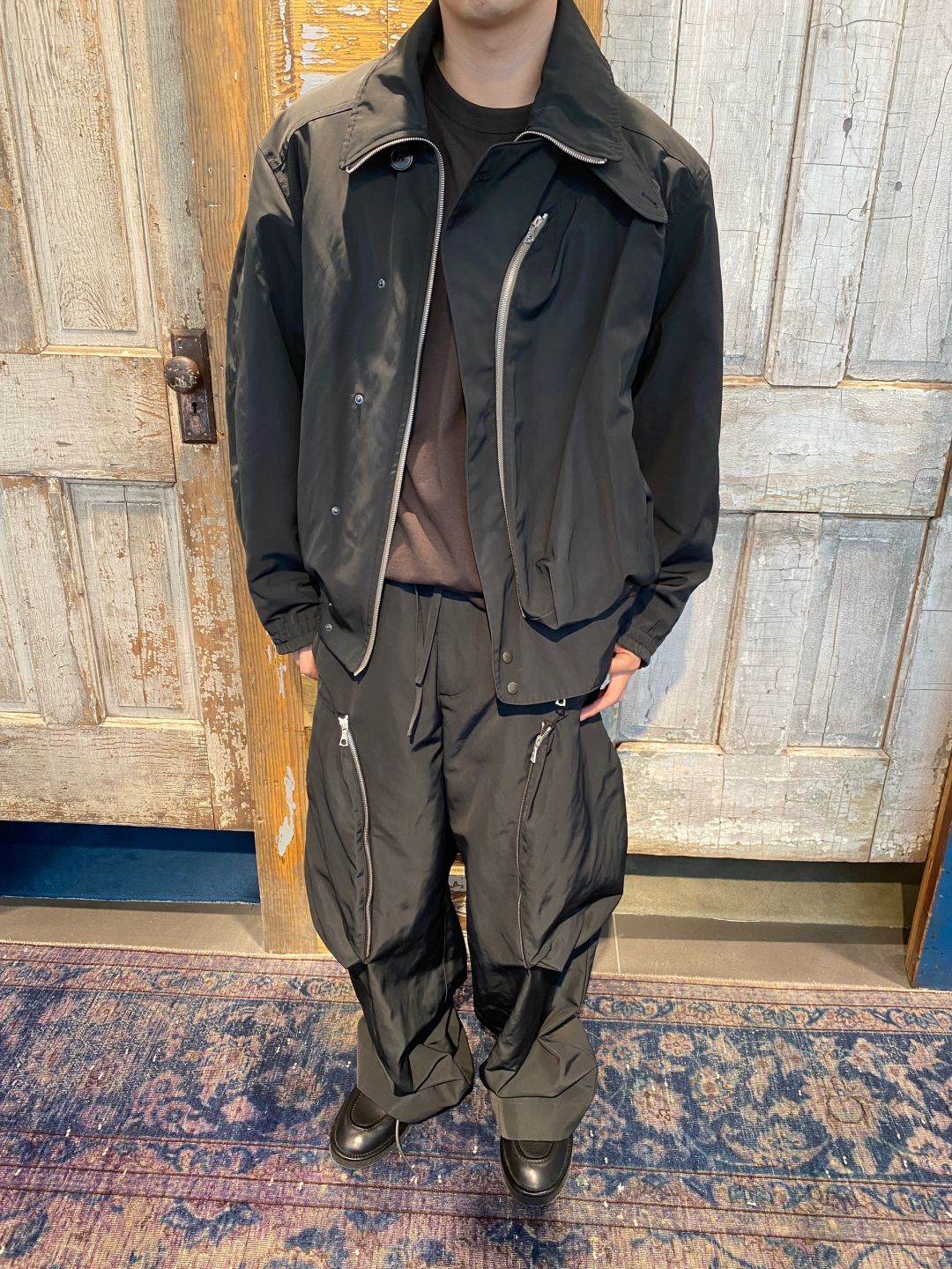 DVN AW24 Asymmetric Cocoon Zip Jacket - Nylon Utility Pants Set Oversized Pocket
