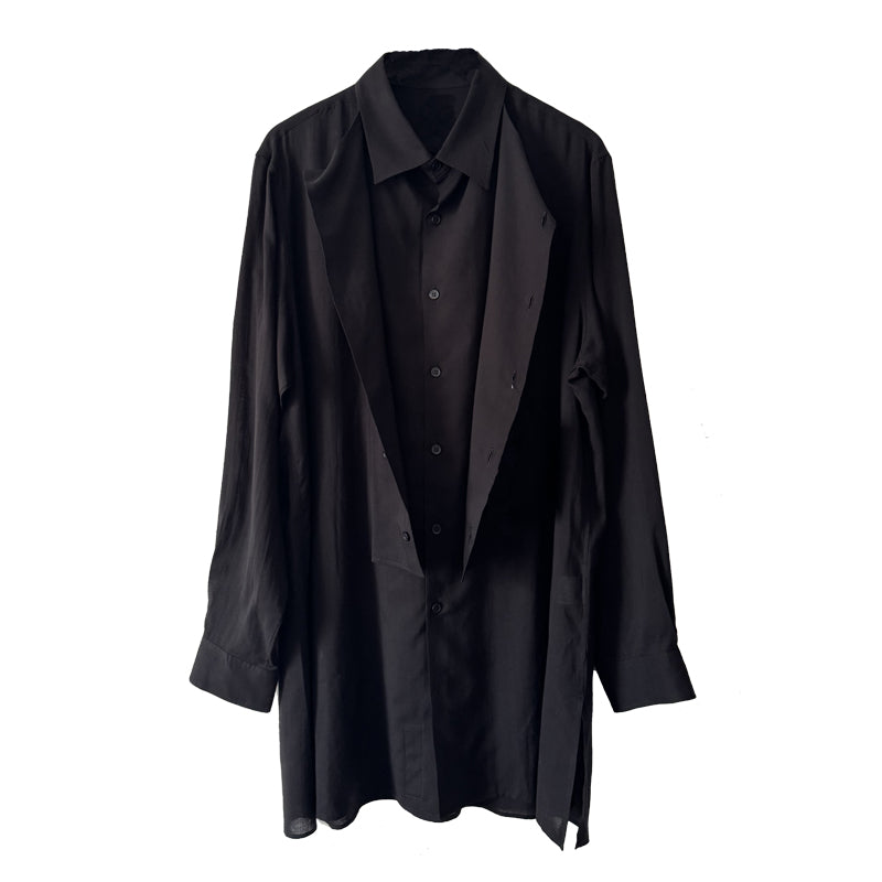 Self-made Yohji Darkwear Shirt - Double Placket Court Collar Blouse (Core Collection)