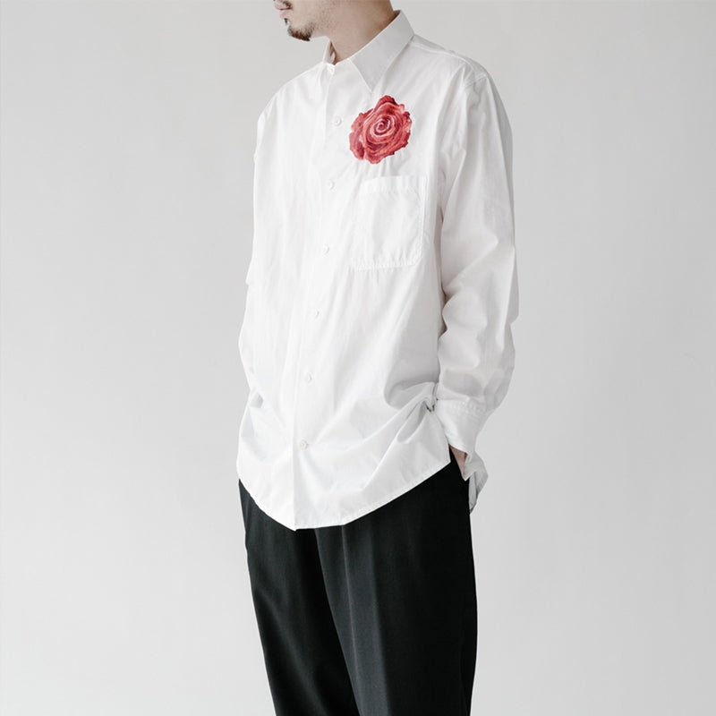 Donclickin Yohji Yamamoto Floral Embroidered Shirt - Night Blooming Rose Cotton