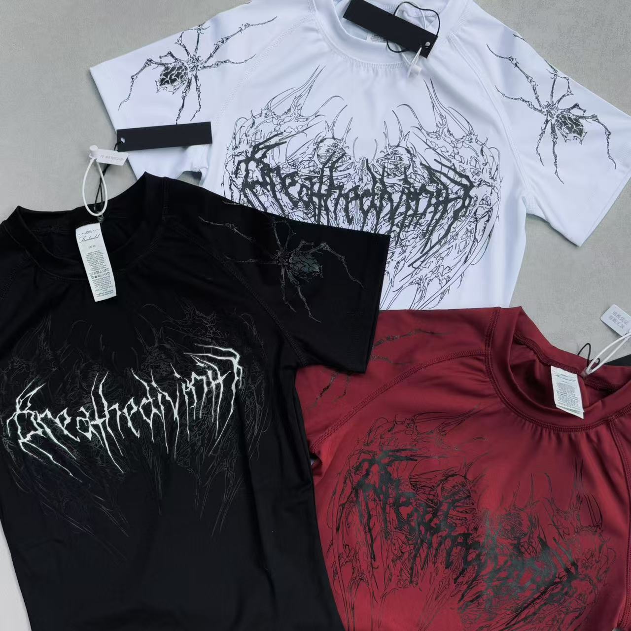 Breathedivinity Gothic Fitness Tee - Moisture-Wicking Stretch Short Sleeve
