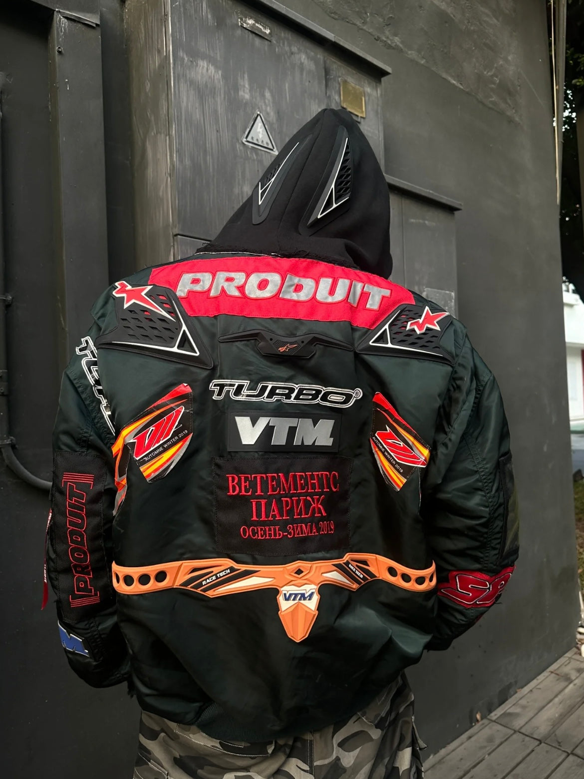 Self-made Vetements x Alpha AW18 Runway Bomber – 3D Silicone Racing Jacket Kanye