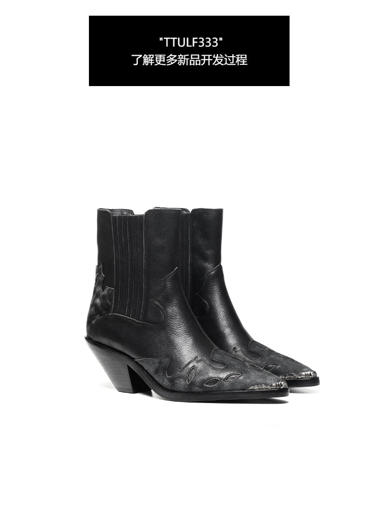 Top-Grain Leather Sole Chelsea Boots -Handcraft Distressed Western Metal Toe Cap