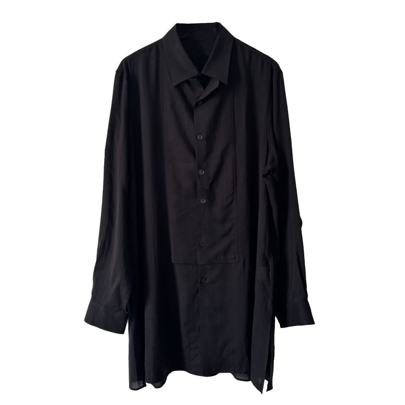 Self-made Yohji Darkwear Shirt - Double Placket Court Collar Blouse (Core Collection)