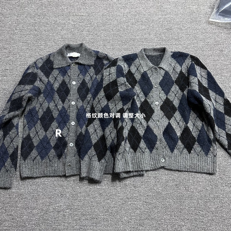 donclic Blue-Grey Mohair Wool Vest -Diamond Our Legacy Knit Relaxed Fit Cardigan