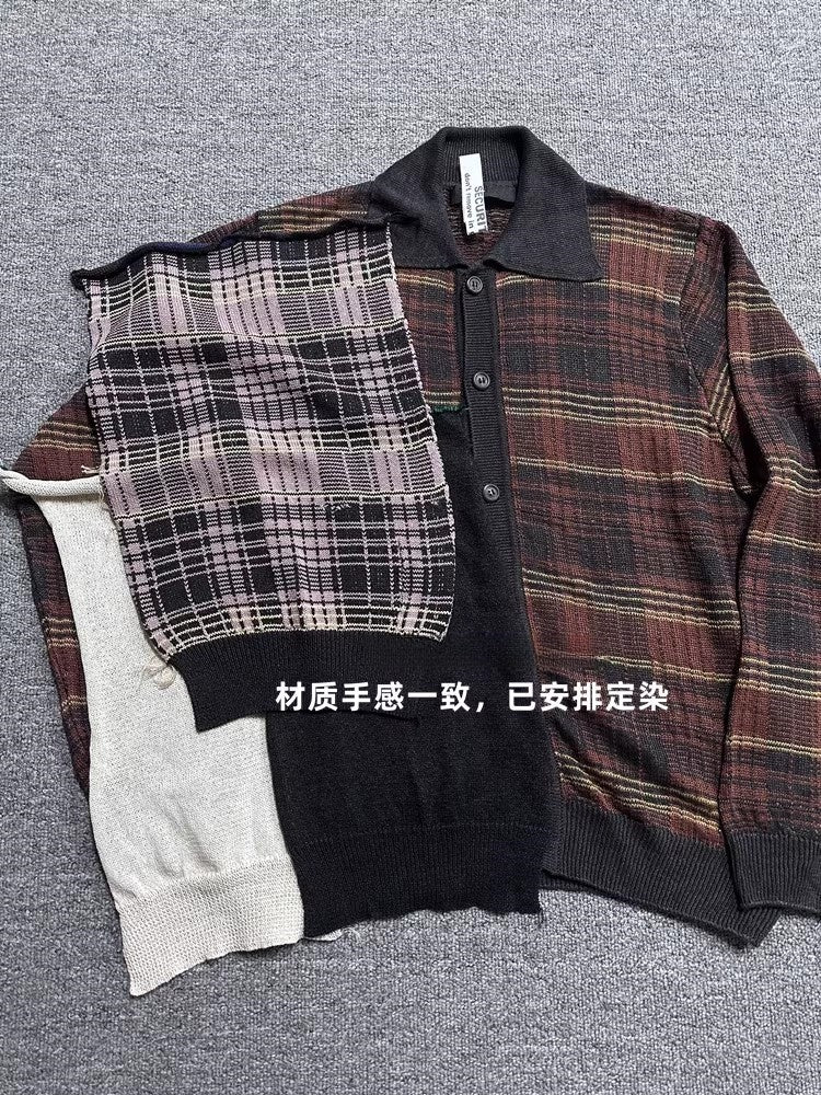 Self-made Our Legacy Evening Polo Hemp Check Knitwear - Malard Colorway Striped
