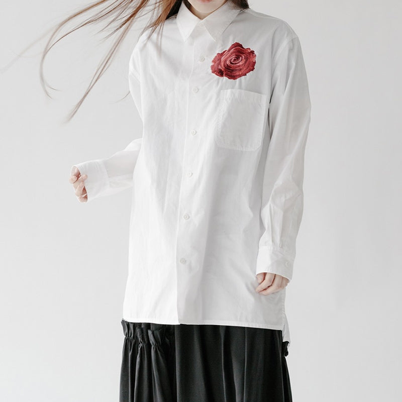 Donclickin Yohji Yamamoto Floral Embroidered Shirt - Night Blooming Rose Cotton