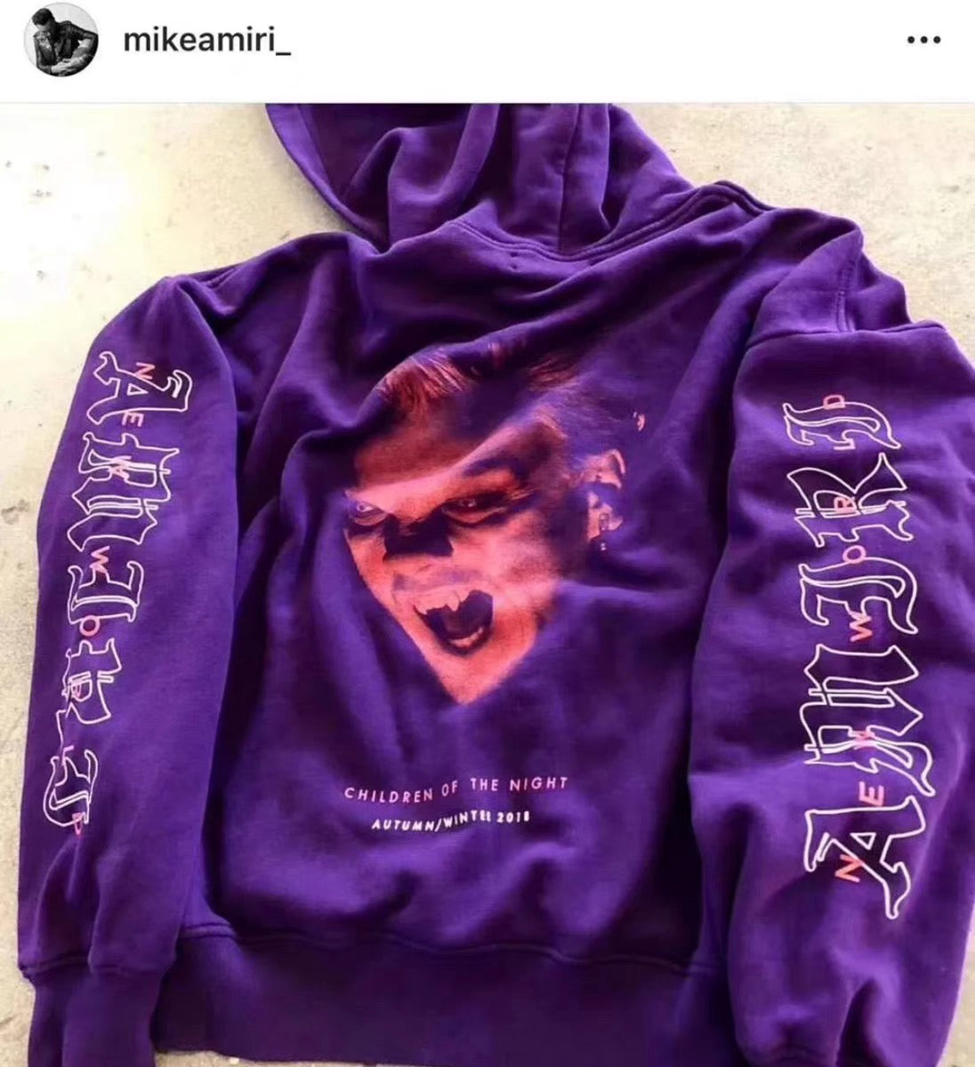 Self-made AMIRI 18AW Vampire Purple Print Hoodie - Heavyweight High Street