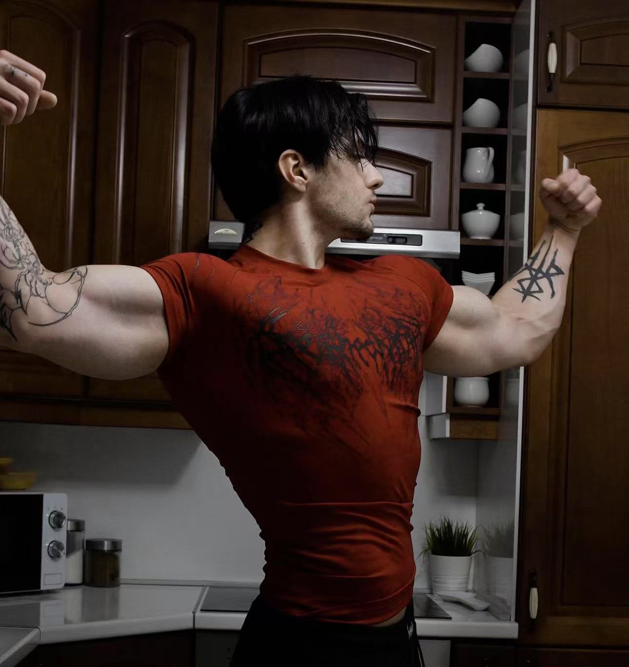 Breathedivinity Gothic Fitness Tee - Moisture-Wicking Stretch Short Sleeve