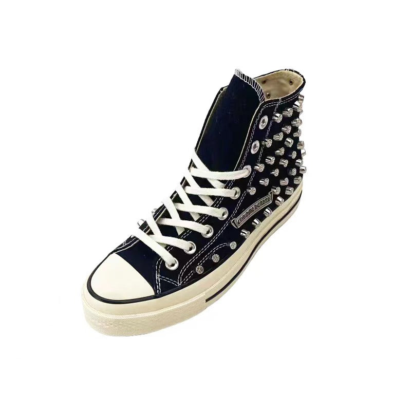 Remake Converse 1970s Classic Chrome Heart Handmade Studded High-Top Canvas Sneakers