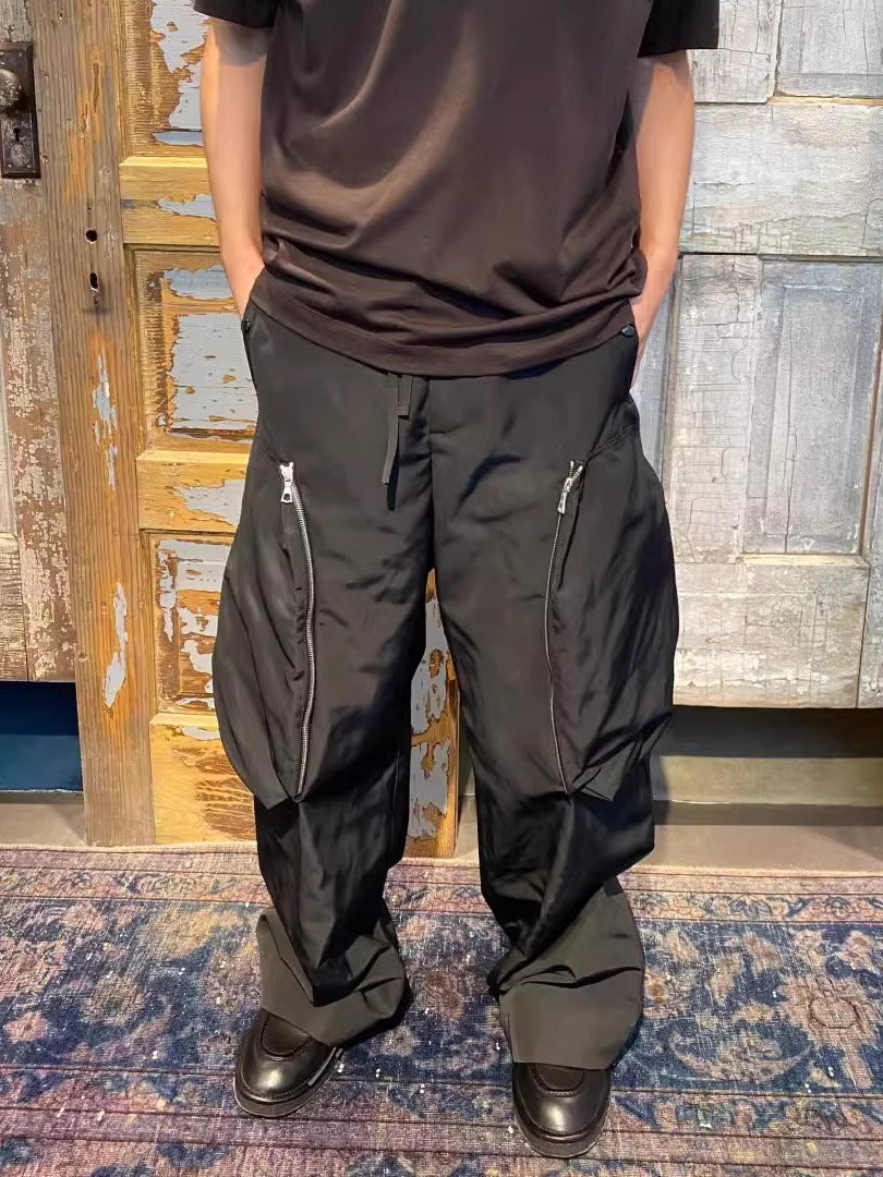 DVN AW24 Asymmetric Cocoon Zip Jacket - Nylon Utility Pants Set Oversized Pocket