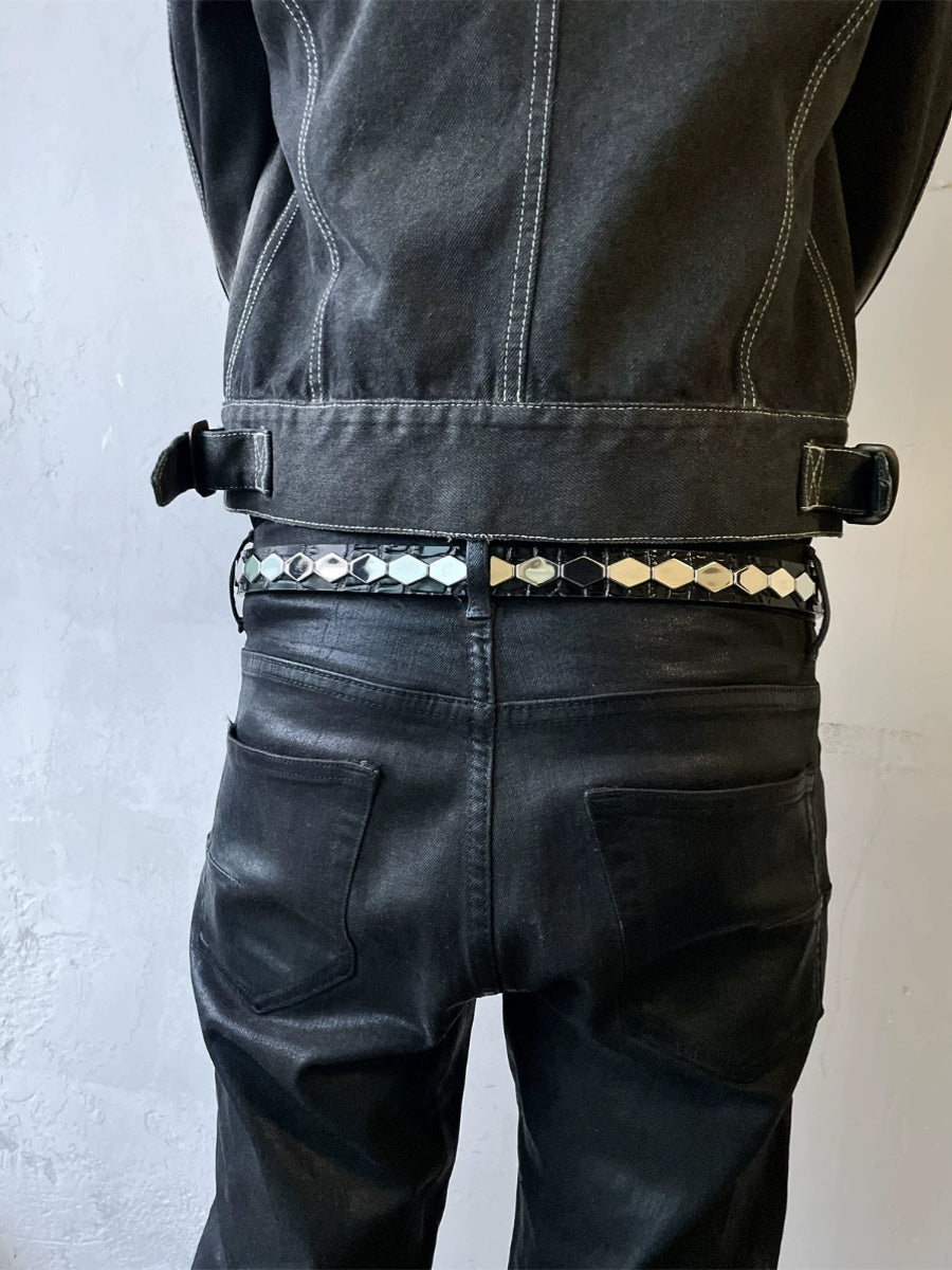 UNDERCOVER AW06 AFFA Archive Belt Scale-Embossed Crocodile Leather Armor Plating