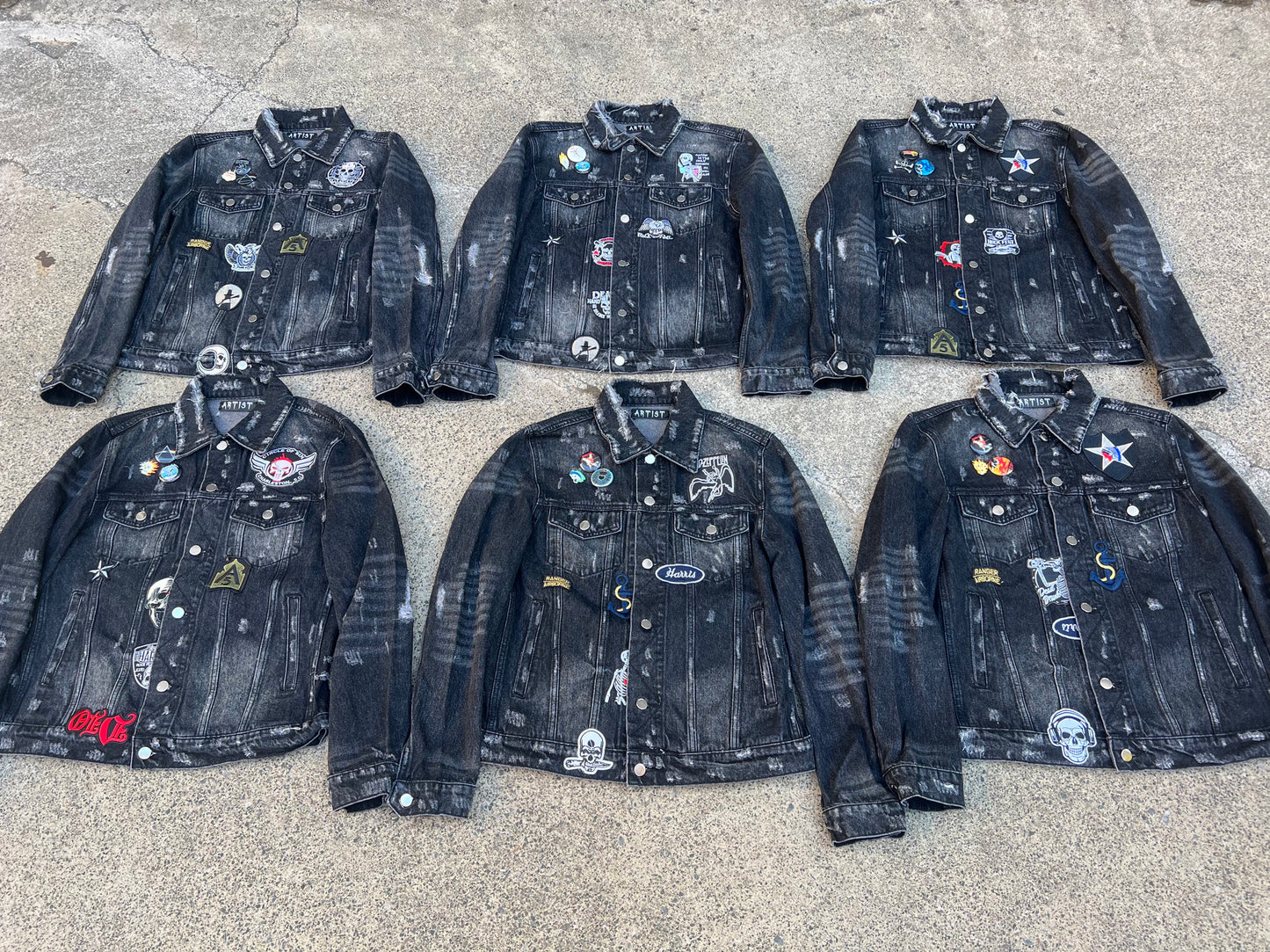 AMIRI Kill Back Denim Jacket - High Street Raw Hem Random Embroidered Patches