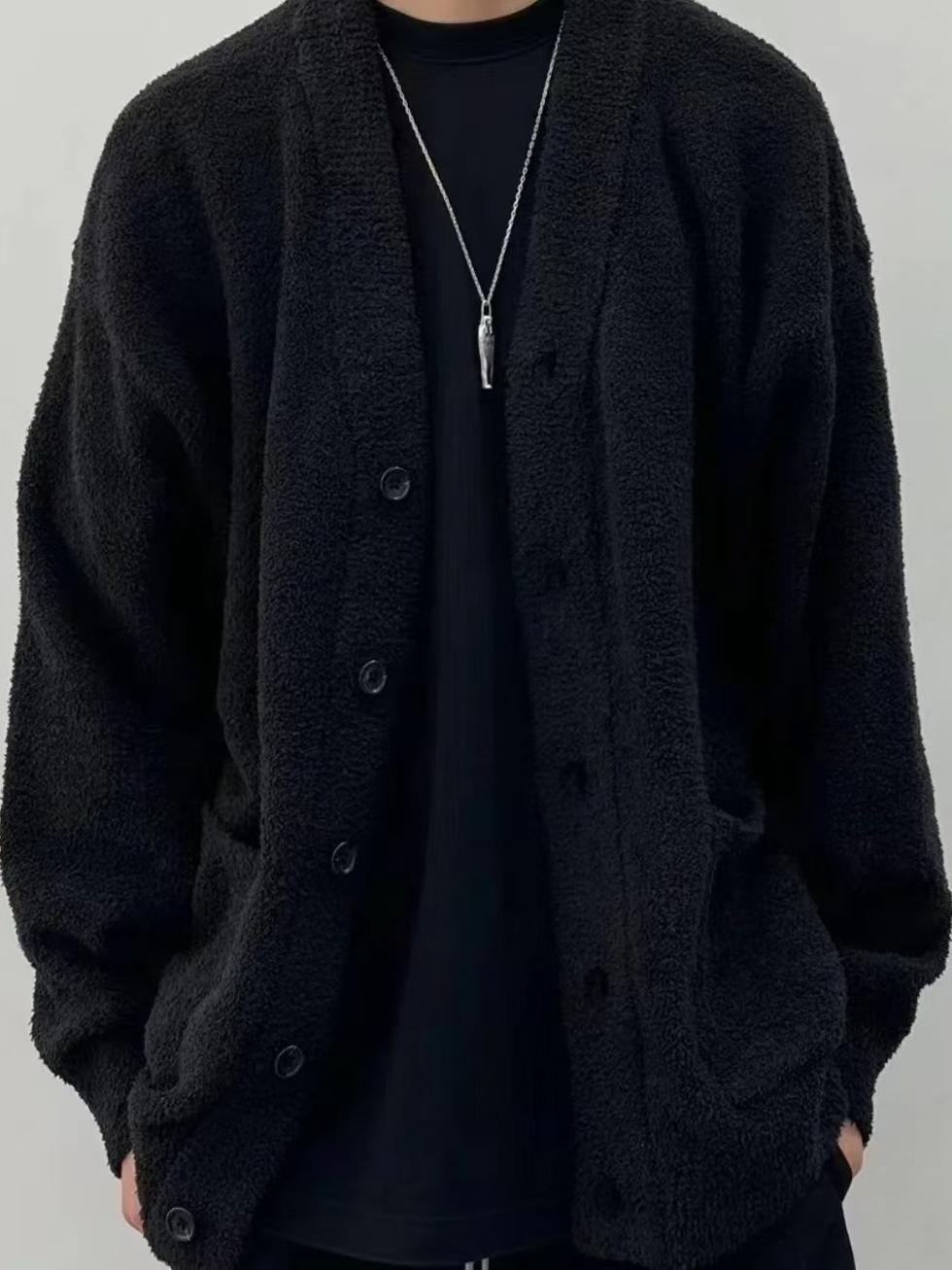 Mastermind Online Dark Alpaca Skull Cardigan – High-Street Loose Knit Sweater