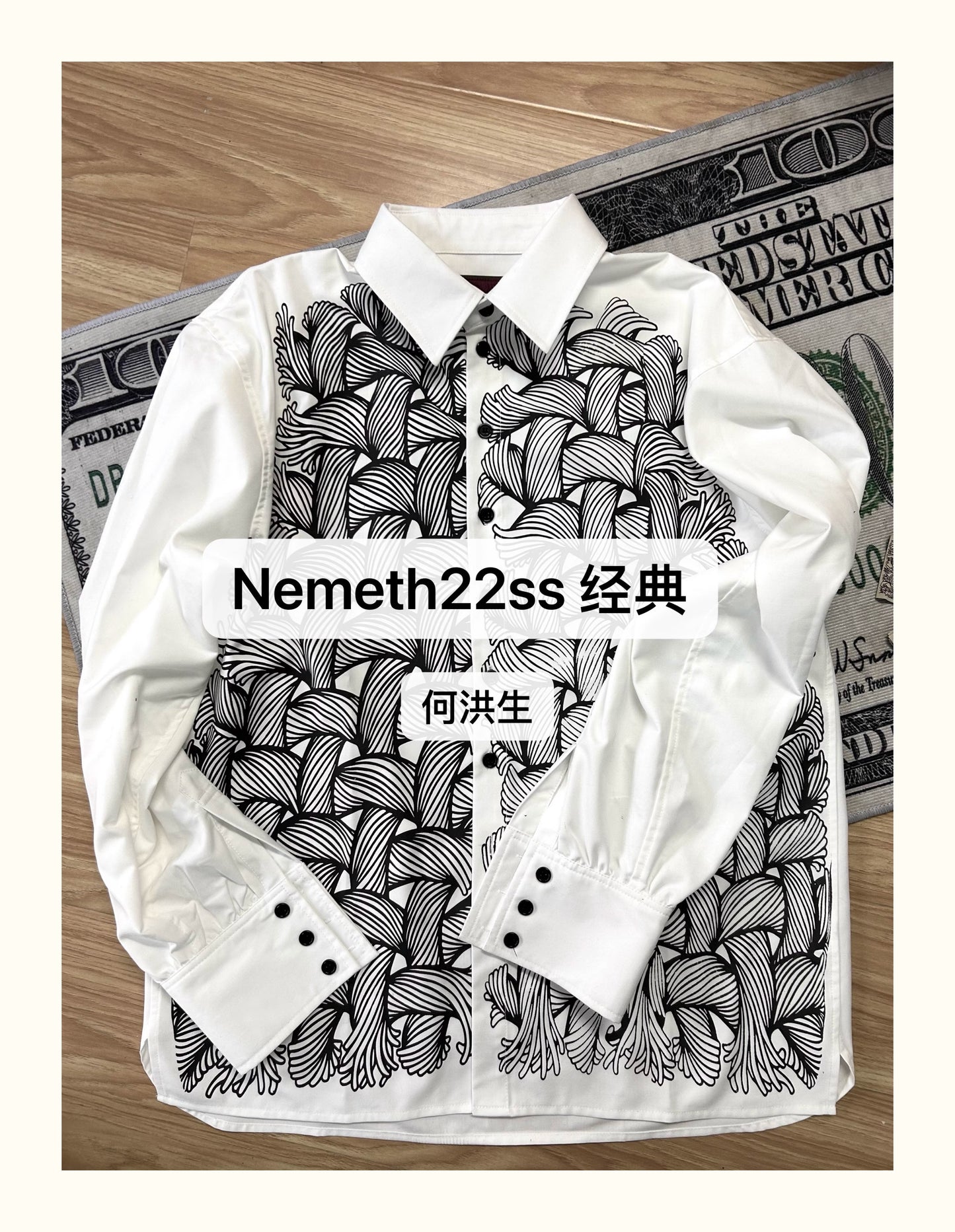 Self-made Nemeth 22SS All-Over Knot Print Shirt – Cotton Loose Fit Long Sleeve