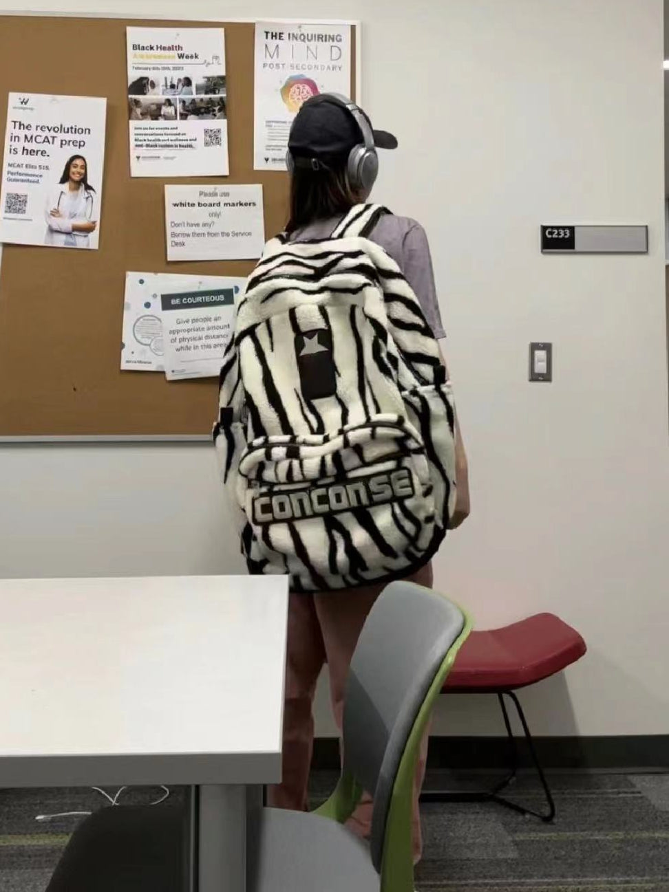 Custom-made RO Rick Owens Collaboration Zebra Stripe Large Street Plush Backpack