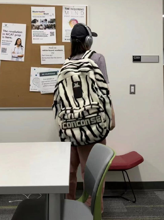 Custom-made RO Rick Owens Collaboration Zebra Stripe Large Street Plush Backpack
