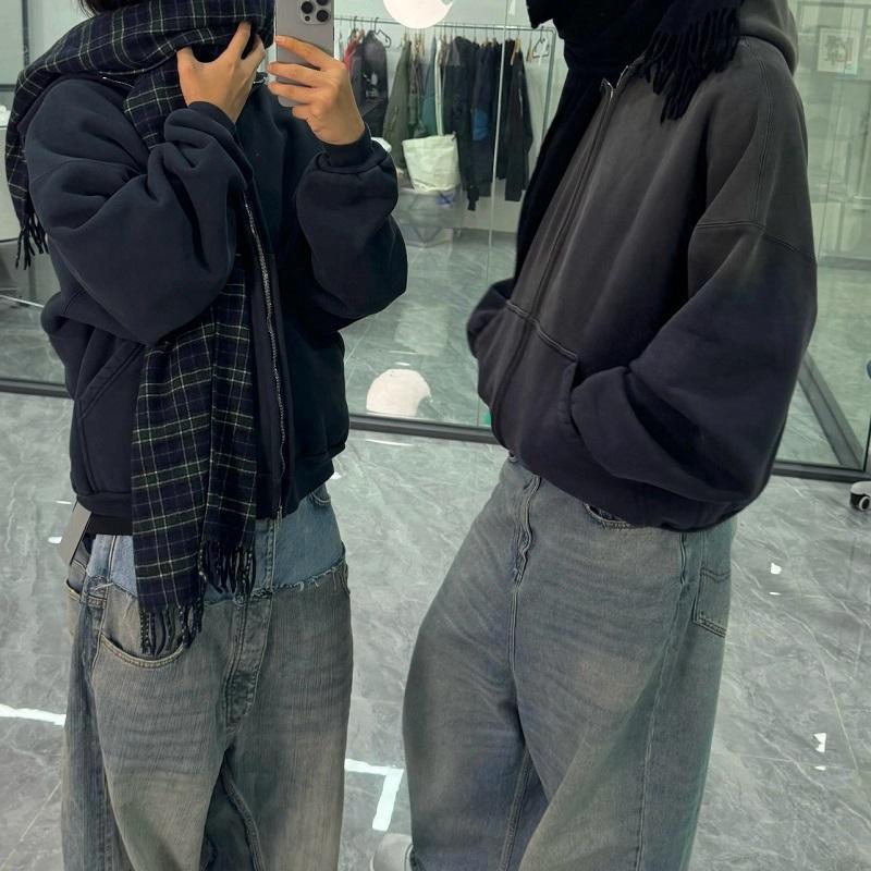 Custom-made Parisian 24FW Runway Zip Hoodie – Plaid Scarf Jackets