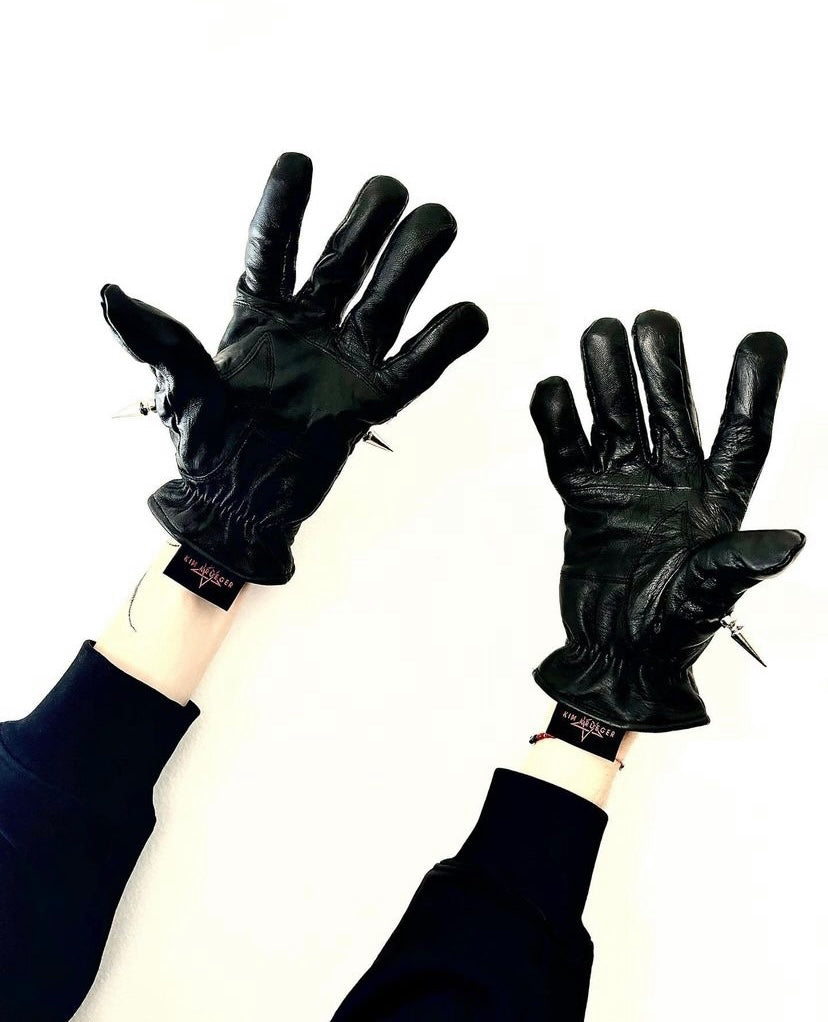 Kim Krueger Opium Punk Gloves - Heavy Studded Goat Leather Biker Jerry Edition