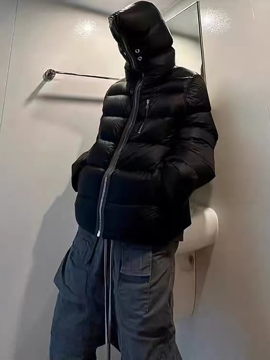 FROM THE STREET 24FW RO Masked Puffer Coat – Zip-Up Hooded Down Jacket Unisex