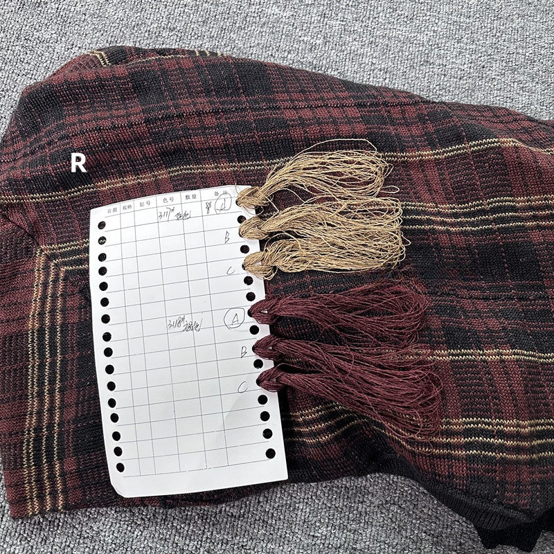 Self-made Our Legacy Evening Polo Hemp Check Knitwear - Malard Colorway Striped