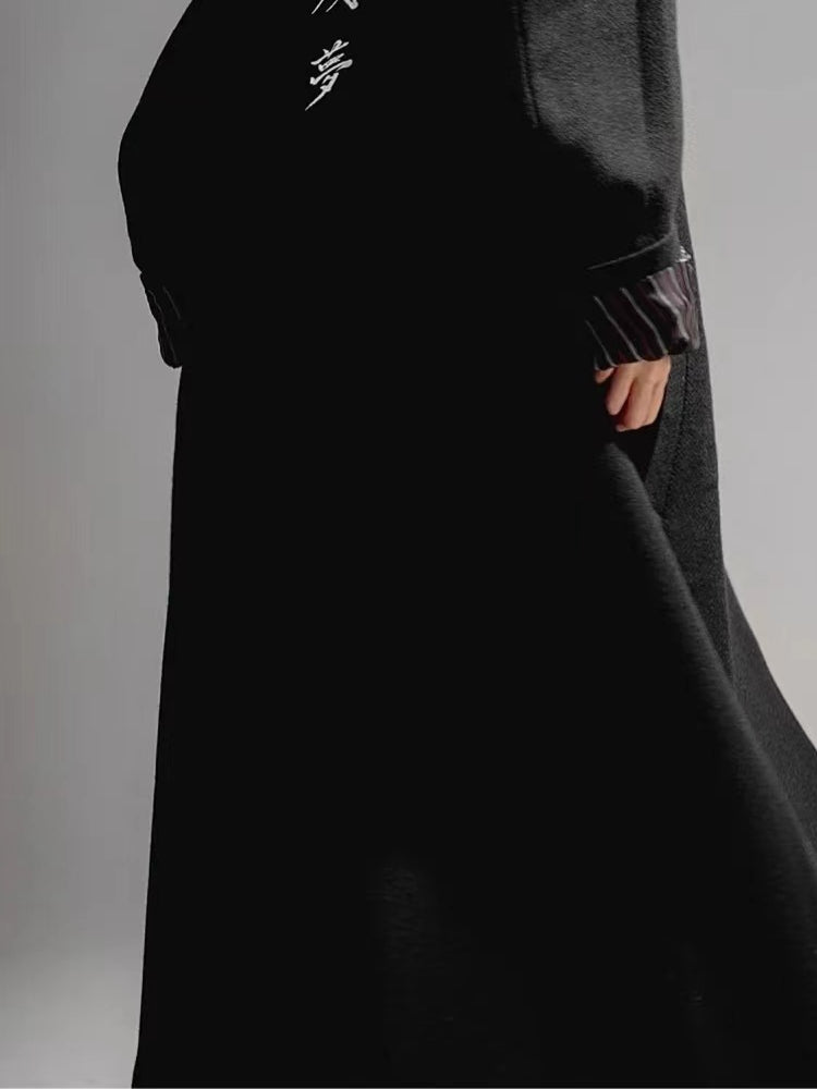 Donclickin Yohji 24AW"老虎残夢" Embroidered Overcoat - Dark Wool Coat