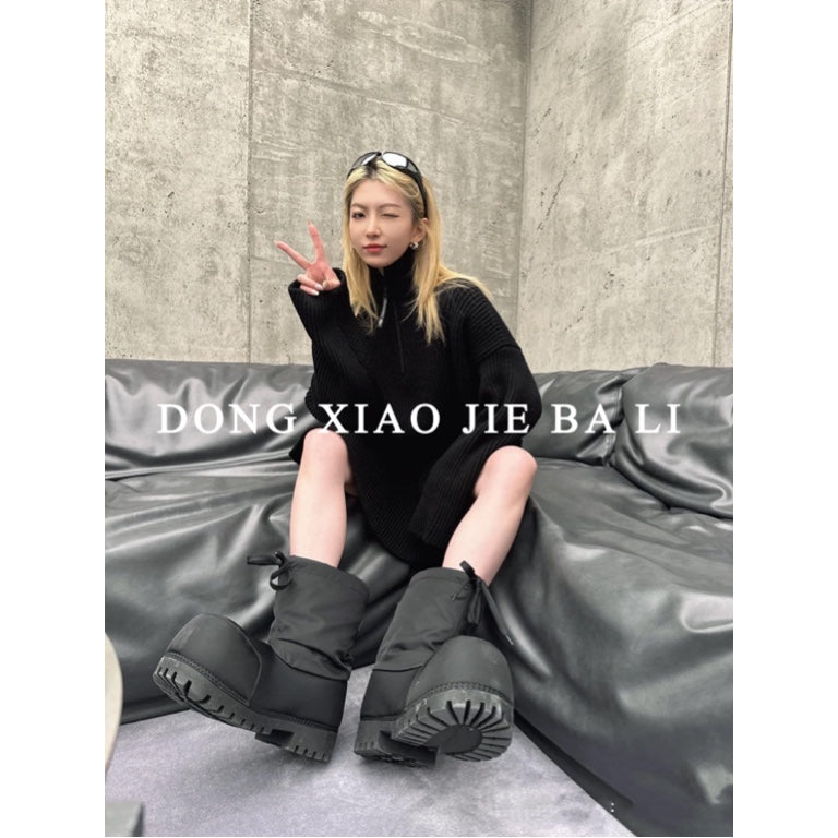 Self-made Parisian Snow Boots Ski Waterproof Anti-Slip Big Head Short Boots