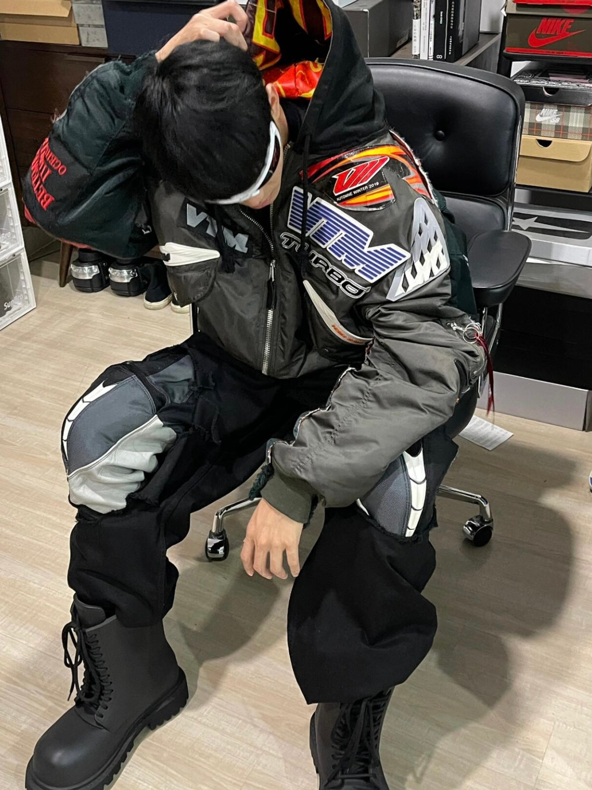 Self-made Vetements x Alpha AW18 Runway Bomber – 3D Silicone Racing Jacket Kanye