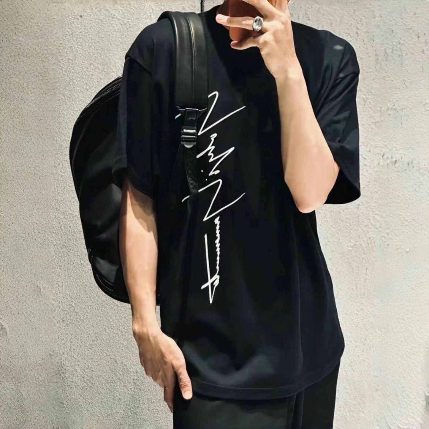 Self-made Yohji Logo Print Tee - Heavyweight Honeycomb Fabric Short Sleeve